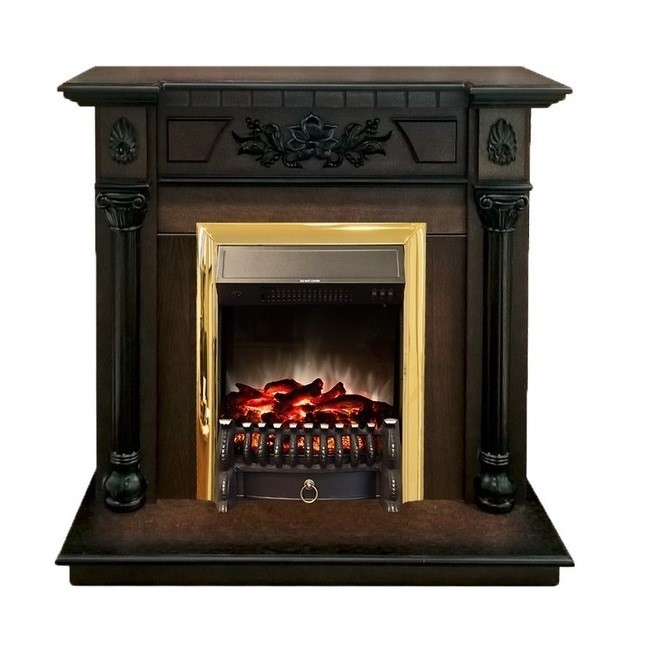 Классический очаг 2D Real-Flame Fobos Lux Brass