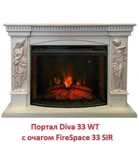 Широкий очаг 2D Real-Flame Firespace 33 S IR