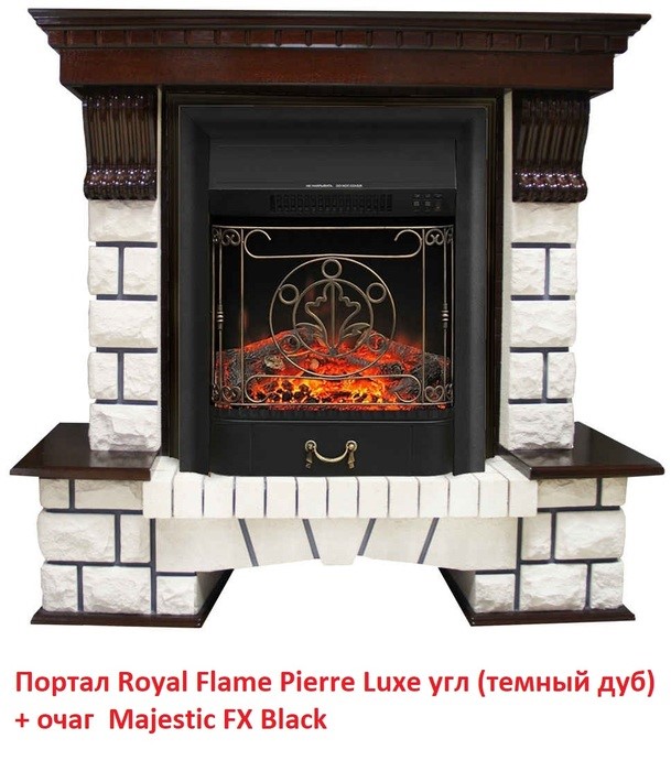 Угловой классический портал Royal Flame Pierre Luxe угл. под классический очаг (Темный дуб)