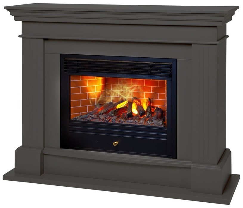 Электрокамин с широким очагом 3D Real-Flame ONTARIO 26 GR с очагом 3D NOVARA 26