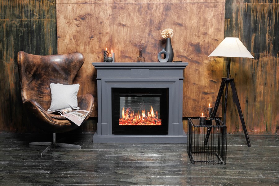 Электрокамин с широким очагом 2D Royal Flame Coventry Grey с очагом Jupiter FX