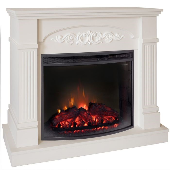 Электрокамин с широким очагом 2D Real-Flame Cristina 25,5 WT с очагом Evrika 25,5 LED