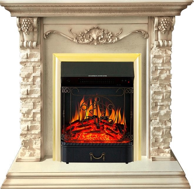 Электрокамин с классическим очагом 2D Royal Flame Adriana c очагом Majestic FX Brass/Black