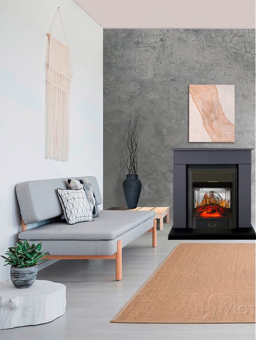 Электрокамин с классическим очагом 2D Royal Flame BERGEN серый графит с очагом Fobos FX M Black/Brass