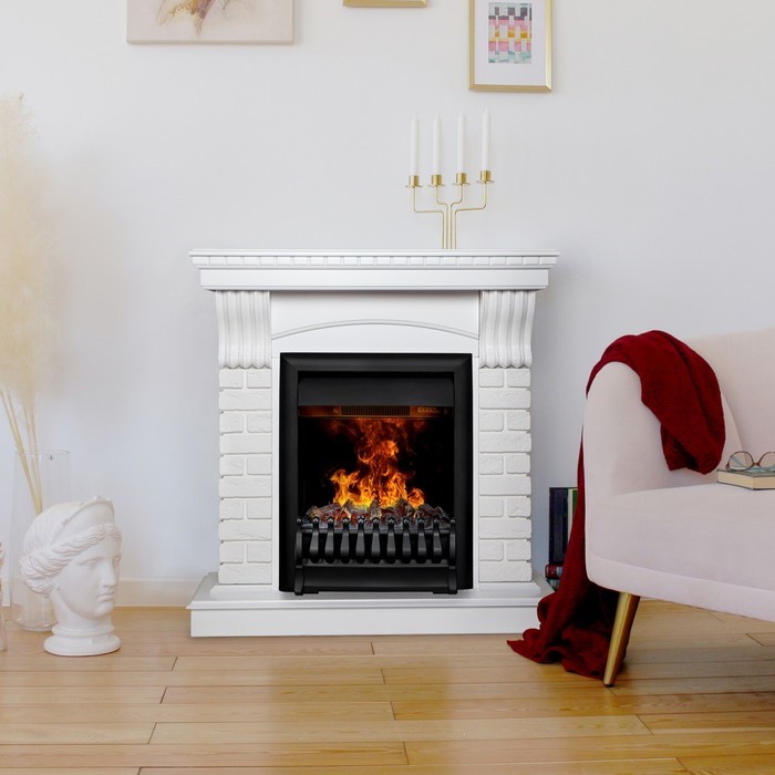 Электрокамин с классическим очагом 3D Real-Flame JAZZ STD WT с очагом 3D OREGAN