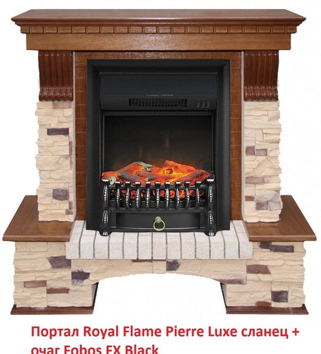 Классический портал для камина Royal Flame Pierre Luxe сланец под классический очаг (Дуб)