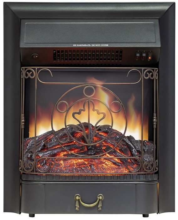 Электрокамин с классическим очагом 2D Real-Flame Andrea STD/EUG WT с очагами Fobos s Lux BL/BR и Majestic s Lux BL/BR