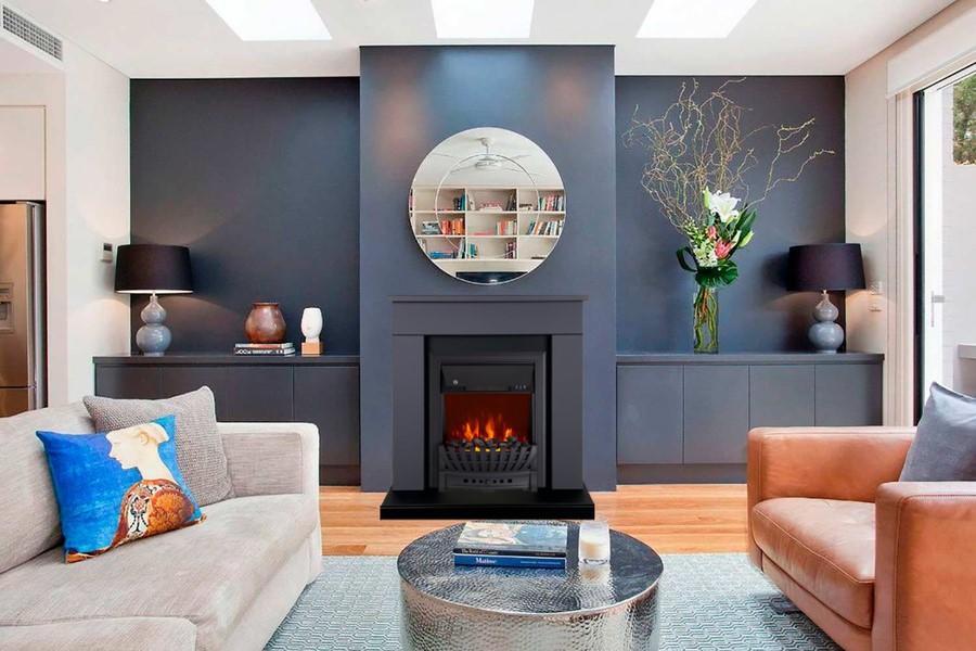 Электрокамин с классическим очагом 2D Royal Flame BERGEN серый графит с очагом Aspen Black
