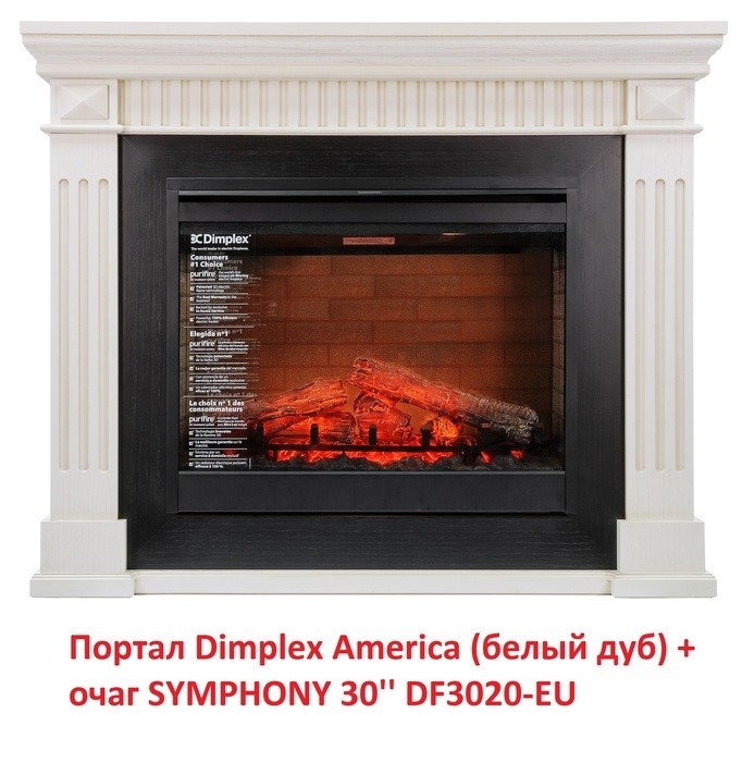 Широкий портал Dimplex America [Америка] (Sym. DF3020-EU/ Revillusion RBF 30) Белый дуб с патиной