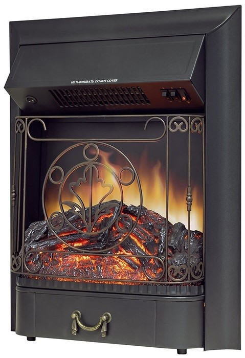 Электрокамин с классическим очагом 2D Royal Flame Boston Белый с очагом Majestic FX Brass/Black