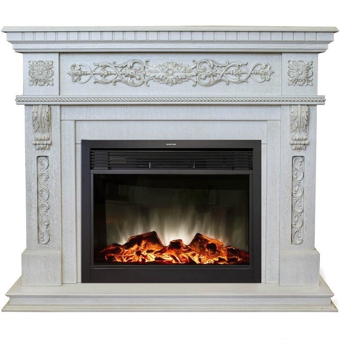Электрокамин с широким очагом 2D Real-Flame Estella 25,5/26 WT с очагом Moonblaze Lux Bl/Br