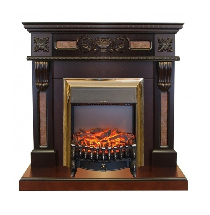 Классический очаг 2D Real-Flame Fobos Lux Brass