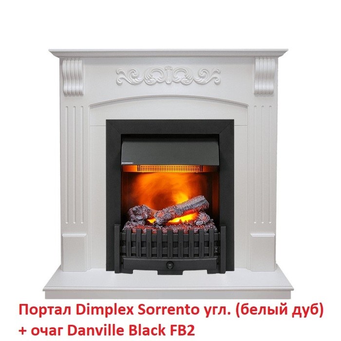 Угловой классический портал Dimplex Sorrento угл. [Сорренто] (классика Opti-Myst, Optiflame) Белый дуб