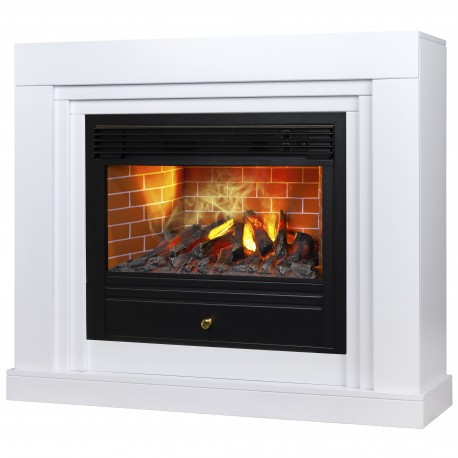 Электрокамин с широким очагом 3D Real-Flame Stanley 26 WT с очагом 3D Novara