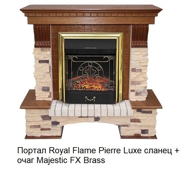 Классический портал для камина Royal Flame Pierre Luxe сланец под классический очаг (Дуб)