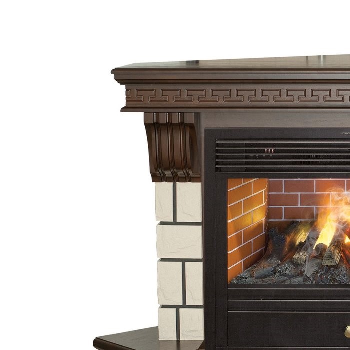 Электрокамин с широким очагом 3D Real-Flame Stone Corner 26/HL AO с очагом 3D Novara