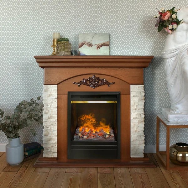 Электрокамин с классическим очагом 3D Real-Flame Neapolis STD/EUG WT (NT-315) с очагом 3D Olympic