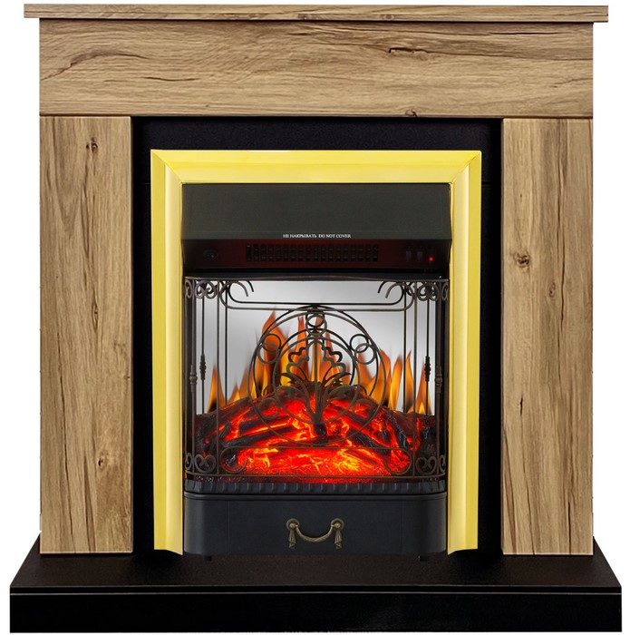 Электрокамин с классическим очагом 2D Royal Flame BERGEN дуб галифакс с очагом Fobos FX M Black/Brass