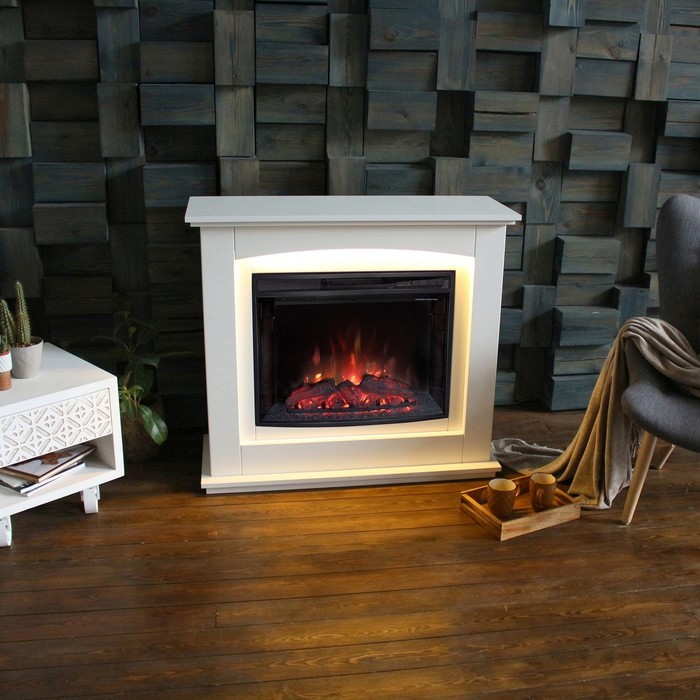 Электрокамин с широким очагом 2D Real-Flame Canada 25,5 WT Light с очагом Evrika 25,5