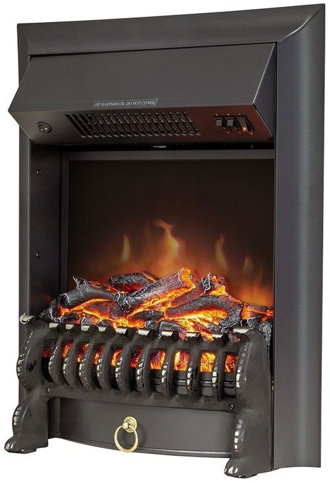Электрокамин с классическим очагом 2D Royal Flame Boston Темный дуб с очагом Fobos FX Brass/Black