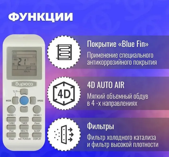Кондиционер Бирюса Fortuna B-09FIR/B-09FIQ