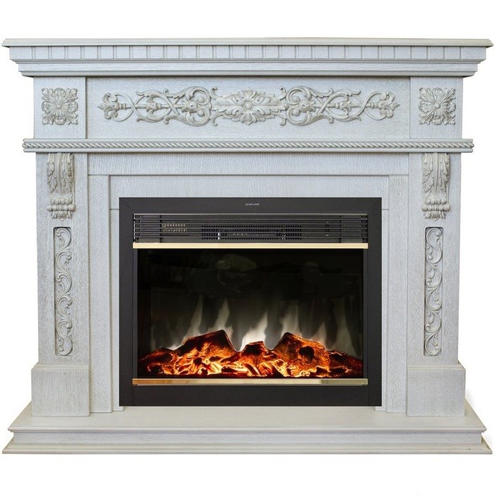 Электрокамин с широким очагом 2D Real-Flame Estella 25,5/26 WT с очагом Moonblaze Lux Bl/Br