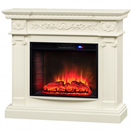 Электрокамин с широким очагом 2D Real-Flame Riviera 25,5 WT с очагом Sparta 25,5 LED