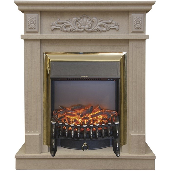 Электрический камин с обогревом Real-Flame Adelaida STD/EUG WT с очагом Fobos s Lux BL/BR, Majestic s Lux BL/BR