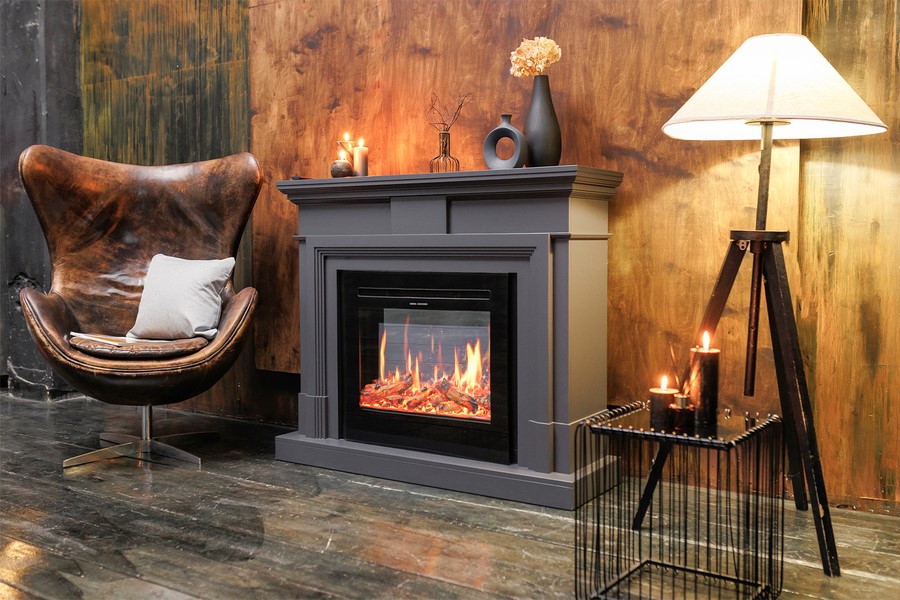 Электрокамин с широким очагом 2D Royal Flame Coventry Grey с очагом Jupiter FX