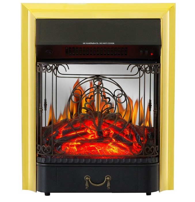 Электрокамин с классическим очагом 2D Royal Flame Sorrento угл.(Орех) c очагом Majestic FX Brass/Black