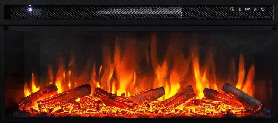 Линейный электрокамин Royal Flame Line 42 SFT Concrete с очагом Vision 42 LOG LED