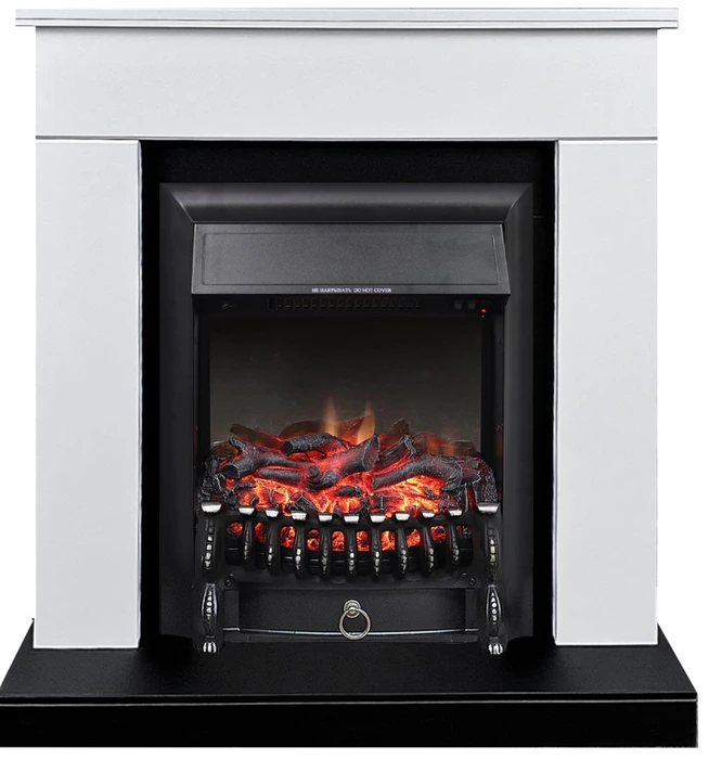 Электрокамин с классическим очагом 2D Royal Flame BERGEN белый с черным с очагом Fobos FX Black/Brass