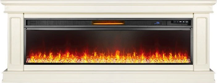 Линейный электрокамин Royal Flame Geneva 60 (слоновая кость) с очагом Vision 60 LOG LED