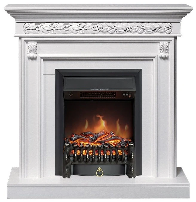 Электрокамин с классическим очагом 2D Royal Flame Valletta Белый с очагом Fobos FX Black/Brass