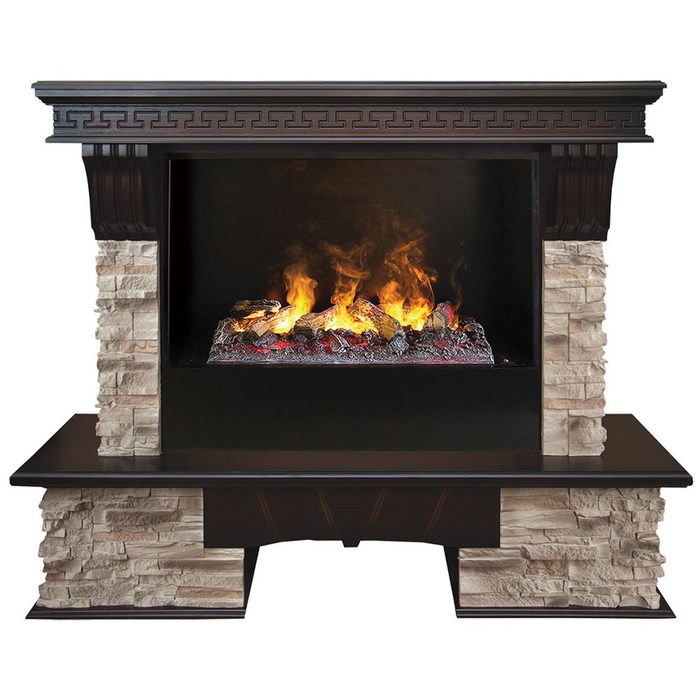 Электрокамин 3D (очаг+портал) с паром и звуком Real-Flame Rockland 26/HL AO с очагом 3D Cassette 630 (Black вставка)