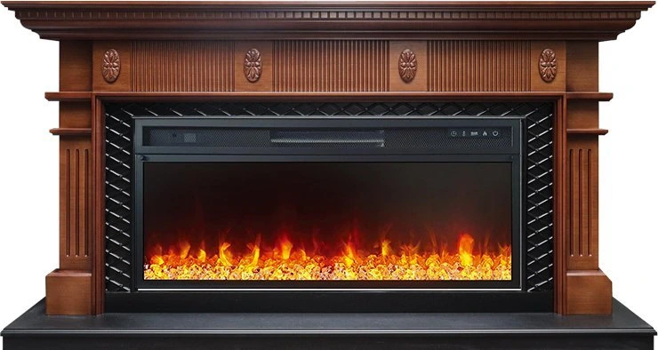 Линейный электрокамин Royal Flame Carlyle (орех с черным) с очагом Vision 42 LED