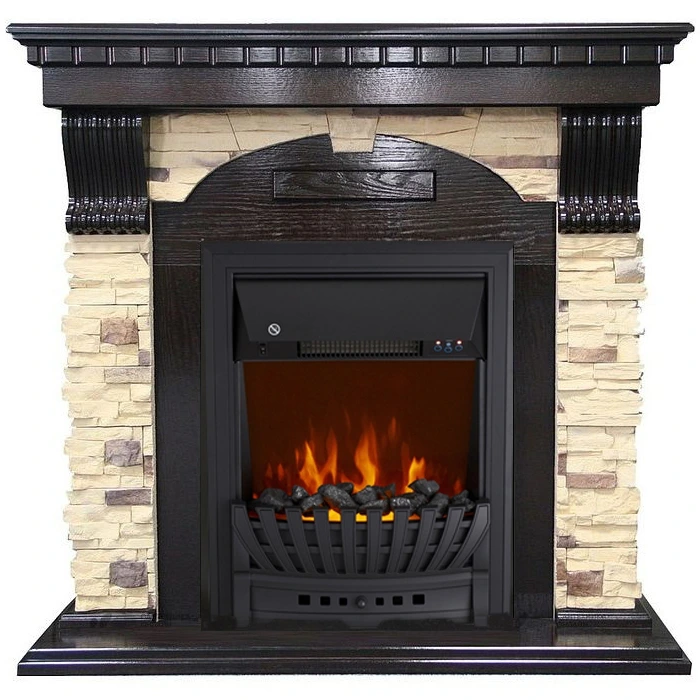 Электрокамин с классическим очагом 2D Royal Flame Dublin арочный сланец венге с очагом Aspen Black