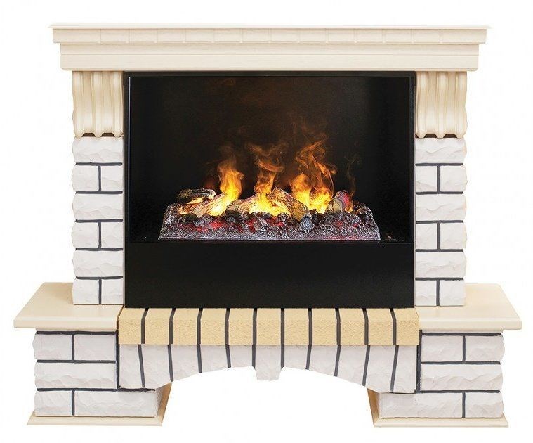 Электрокамин с широким очагом 3D Real-Flame Country 26 WT с очагом Black вставка + 3D Cassette 630