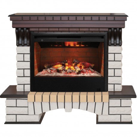 Электрокамин с широким очагом 3D Real-Flame Country 26 AO с очагом 3D Helios 26