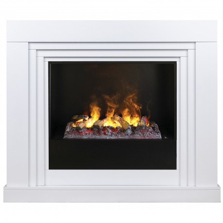 Электрокамин с широким очагом 3D Real-Flame Stanley 26 WT с очагом Black вставка + 3D Cassette 630