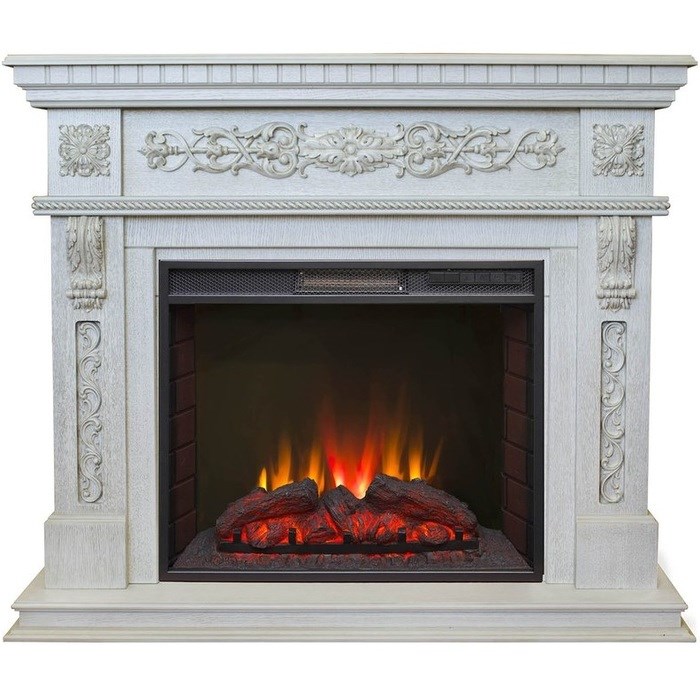 Изящный электрокамин со звуковым эффектом Real-Flame Estella 25,5/26 WT с очагом Sparta 25,5 LED