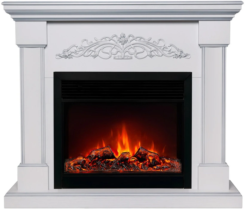 Электрокамин с широким очагом 2D Real-Flame OFELIA 26 WT с очагом DELUXE BL