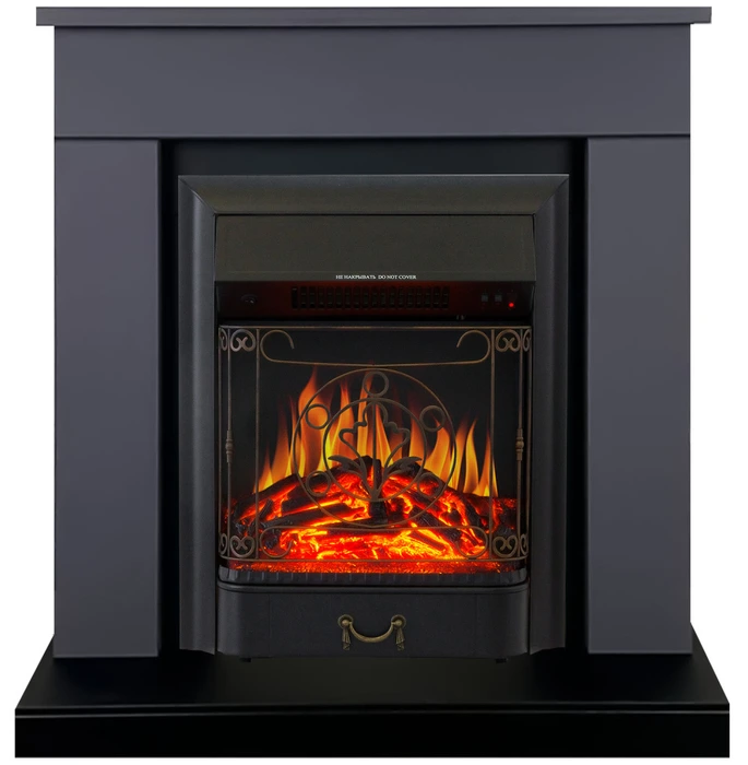 Электрокамин с классическим очагом 2D Royal Flame BERGEN серый графит с очагом Majestic FX Black/Brass
