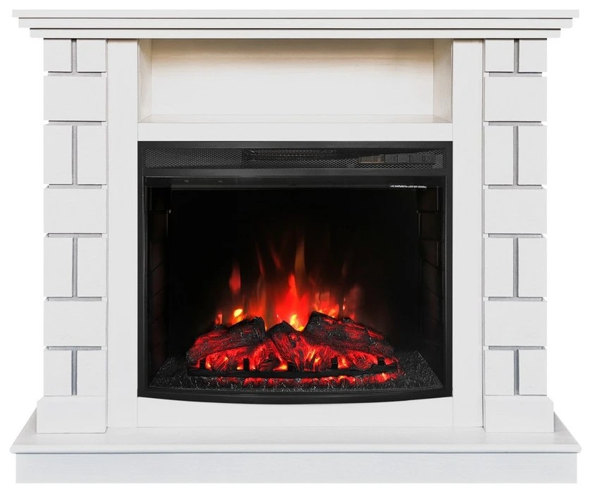 Электрокамин с широким очагом 2D Real-Flame EDWARD 25.5 WT с очагом EVRIKA 25.5