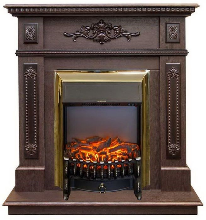 Электрокамин с классическим очагом 2D Real-Flame Lilian STD/EUG DN с очагами Fobos s Lux BL/BR, Majestic s Lux BL/BR