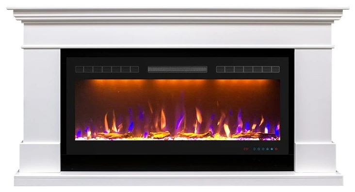 Электрокамин с широким очагом 2D Royal Flame California (белый) с очагом Crystal 36 RF