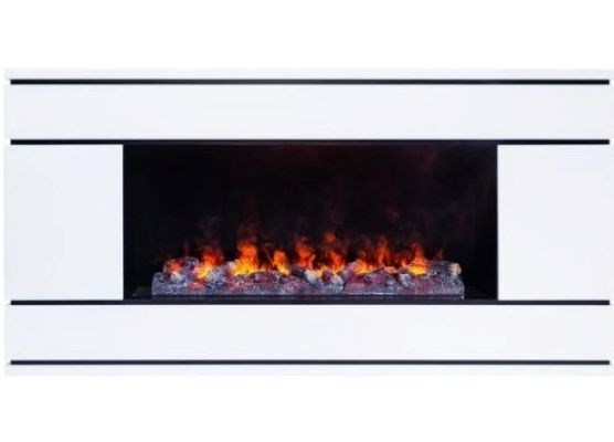 Электрокамин с широким очагом 3D Real-Flame VEGA CST1000 WT с очагом 3D CASSETTE 1000