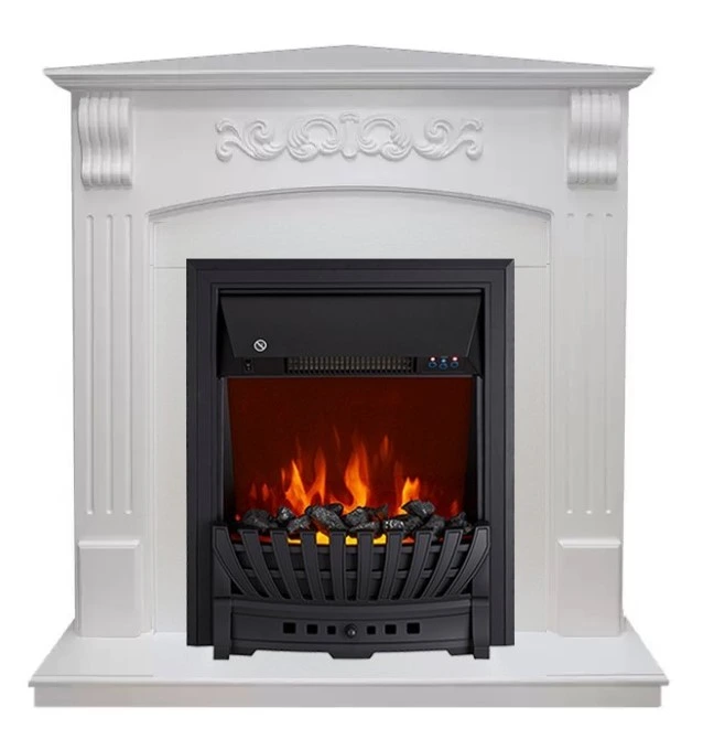Электрокамин с классическим очагом 2D Royal Flame Sorrento угл. (Белый) с очагом Aspen Black