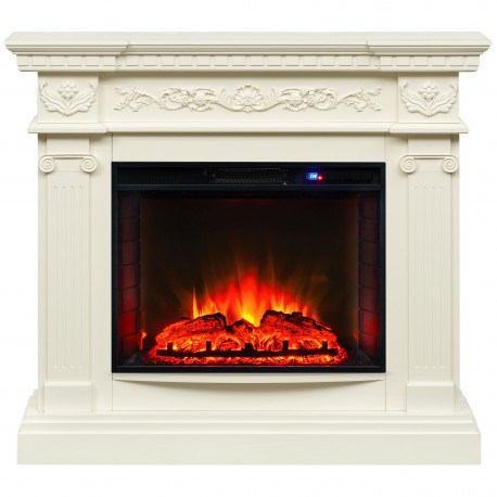 Электрокамин с широким очагом 2D Real-Flame Riviera 25,5 WT с очагом Sparta 25,5 LED