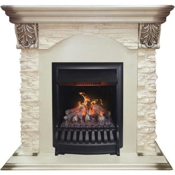 Электрокамин с классическим очагом 3D Real-Flame Dublin LUX STD/EUG WT с очагом 3D Oregan